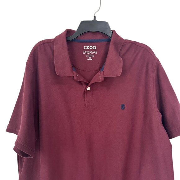 Izod Advantage Performance Polo Shirt SZ XXL Burgundy Cotton Blend Stretch - Picture 2 of 10